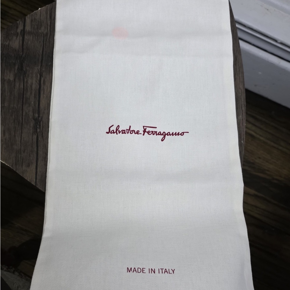 Salvatore Ferragamo Cream Dust Bag with Red Logo